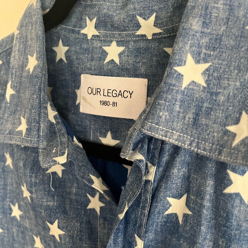 Our Legacy Blue Star Pattern Dress Shirt